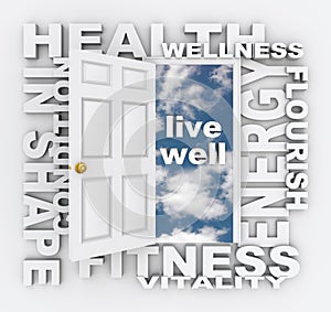 Health Words Door Fitness Wellness Shape Living Healthy