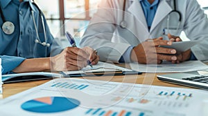 A healthcare business consultant advising a hospital administrator photo