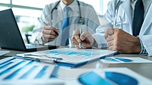 A healthcare business consultant advising a hospital administrator photo