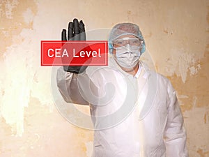 Healthcare concept about CEA Level Carcinoembryonic Antigen with sign on the page photo