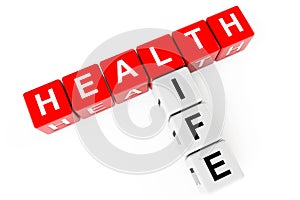 Healthcare concept. Cubes with health life sign