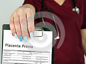 Healthcare concept meaning Placenta Previa with inscription on the sheet photo