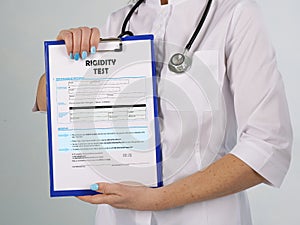 Healthcare concept meaning RIGIDITY TEST with sign on the page
