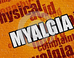 Modern medicine concept: Myalgia on Yellow Wall . photo