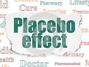 Healthcare concept: Placebo Effect on Torn Paper background photo