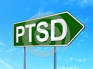 Healthcare concept: PTSD on road sign background