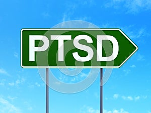 Healthcare concept: PTSD on road sign background