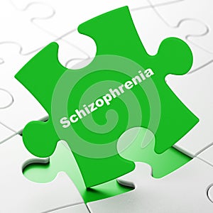 Healthcare concept: Schizophrenia on puzzle background