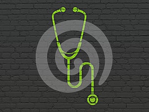 Healthcare concept: Stethoscope on wall background