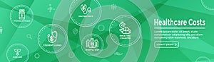 Healthcare costs Icon Set Web Header Banner - expenses showing c