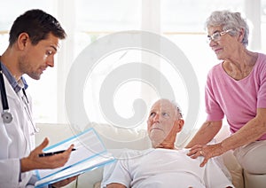 Healthcare, doctor and senior patient in assisted living for health assessment, advice or wellness. Male physician