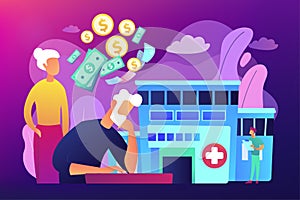 Healthcare expenses of retirees concept vector illustration.
