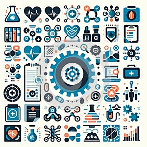 Healthcare flat glyph 2D infograms photo