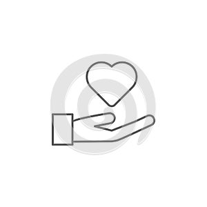 Healthcare, hand, heart icon. Element of medicine icon. Thin line icon