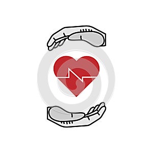 Healthcare hands holding. heart flat icon for apps and website. Heart and hands icon. Heart and hands vector icon.