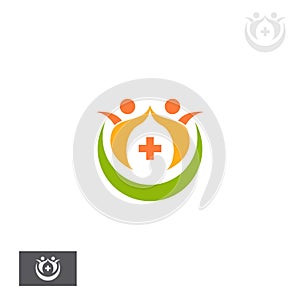 Healthcare, healing and care Logo template vector design illustration with healthy icons suitable for health establishments,