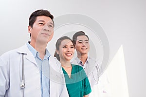 Healthcare, hospital and medical concept - young team or group of doctors