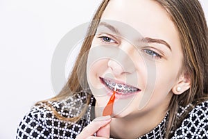 Healthcare Ideas and Concepts. Closeup of Mouth of Teenager Girl