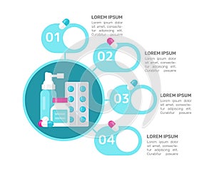 Healthcare infographic chart design template. Treatment for disease. Abstract vector infochart with blank copy spaces.