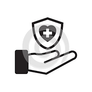 Healthcare insurance icon in a simple black design