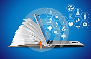 Healthcare knowledge base - medical online repository concept, elearning