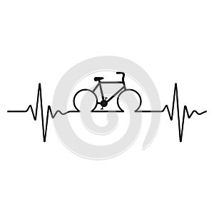 Healthcare logo illustration.Bicycle with pulse