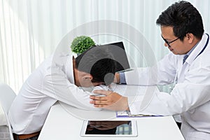 Healthcare and medical concept, Doctor explain symptoms and medical treatment to patient in hospital