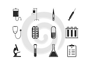 Healthcare, medical icon set. Vector illustration, flat design