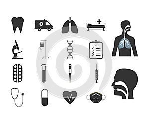 Healthcare, medical icon set. Vector illustration, flat design