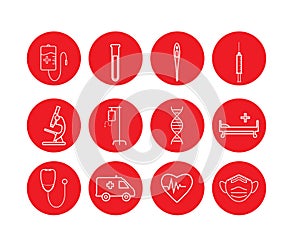 Healthcare, medical icon set. Vector illustration, flat design