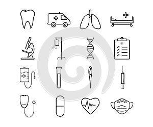 Healthcare, medical icon set. Vector illustration, flat design