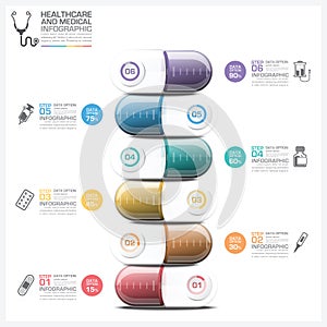 Healthcare And Medical Infographic With Pill Capsule Step Diagram