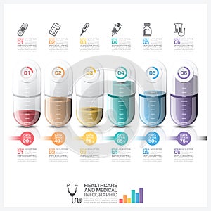 Healthcare And Medical Infographic With Pill Capsule Timeline St
