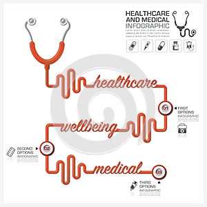 Healthcare And Medical Infographic With Stethoscope Timeline Diagram