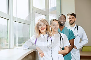 Healthcare people group. Professional doctors working in hospital office or clinic