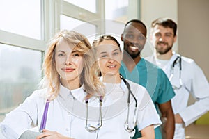 Healthcare people group. Professional doctors working in hospital office or clinic