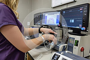 Healthcare professional performing an ultrasound on a patient