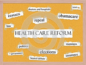 Healthcare Reform Corkboard Word Concept