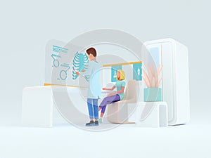 Healthcare series: Radiographer specialist at work. 3d render. photo