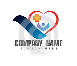 Healthcare sign heart shape people Logo design for your company