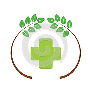 Healthcare sign logo green leaf parent kids love parenting care symbol icon design vector logo