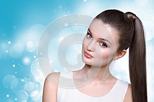 Healthcare, skincare, spa and beauty concept - young woman