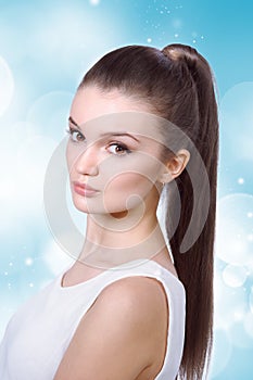 Healthcare, skincare, spa and beauty concept - young woman