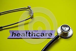 Healthcare with stethoscope concept inspiration on yellow background