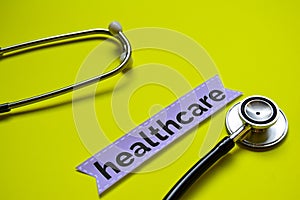 Healthcare with stethoscope concept inspiration on yellow background