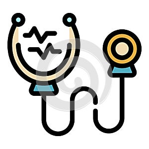 Healthcare stethoscope icon color outline vector