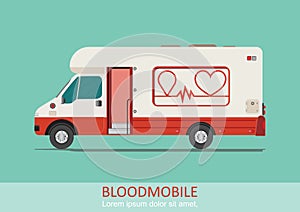 Healthcare transport illustration blood mobile van