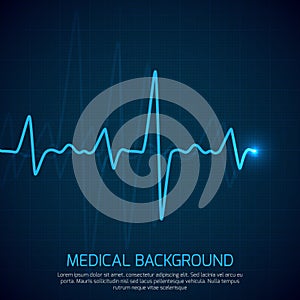 Healthcare vector medical background with heart cardiogram. Cardiology concept with pulse rate diagram