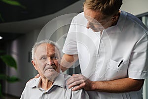 Healthcare worker and elderly patient