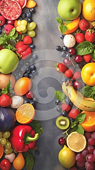 Healthful mix Fresh and diverse array of fruits and berries